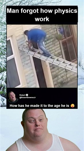 Man Climbs Up Ladder The Wrong Way To Paint House