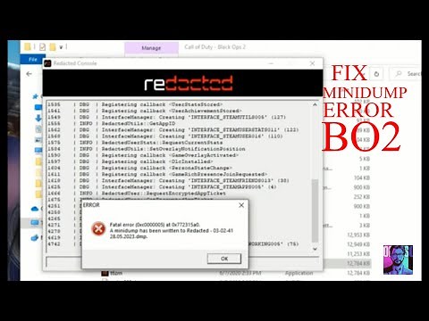 FIX MINIDUMP ERROR ON BO2 -fixminidumperrorbo2 A MINiDUMP HAS BEEN WRITTEN TO REDACTED BLACK OPS 2