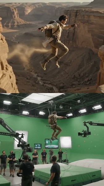 Behind the Scenes vs Desert Canyon Jump | Hollywood Movie Magic | AI Cinematic Shorts