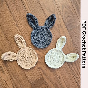 Easy Crochet Bunny Coaster Pattern: Easter Applique (PDF Pattern) - Etsy