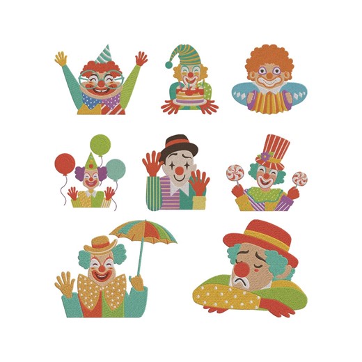 Circus Clown Character Cartoon Design, Funny Clown Character Machine Embroidery File, 8 Design, 5 Size, Instant Download - Etsy