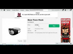 Free bear face mask roblox 2020