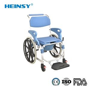 [Hot Item] Hes-698b Factory Mobile Toilet Seat Multifunction Shower Commode Chair with Wheels for Adults Elderly Wheelchair