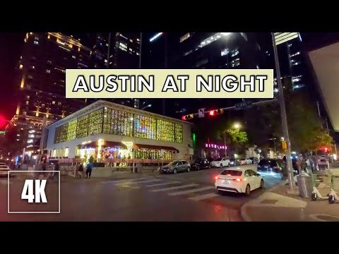 Downtown AUSTIN, TX at Night 🌙 | Walking Colorado St to 6th Street & Cesar Chavez | 4K 1-Hour Loop