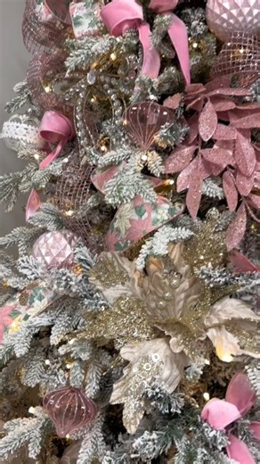 Soft, sparkling and oh-so elegant 💕 This Pretty in Pink Christmas tree mixes soft champagne tones with blush pink ribbons, ornaments, and shimmering crystal accents for a truly luxe look. The pieces we used to create this look — from florals to statement ornaments — have been pushed to the top of the Pretty in Pink collection under Themes on our website. The crystal bows have been a standout favourite and sold out fast, but we’re working on getting more stock soon! | My Christmas