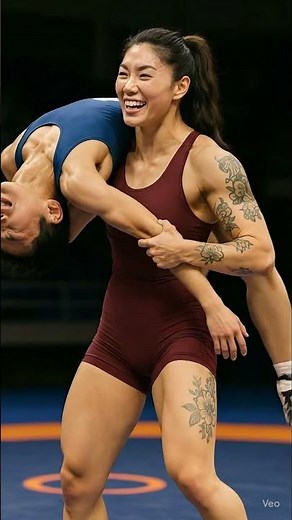 He is helpless in her backbreaker rack hold (patreon.com/FighterAI) #wwe #ai #back #fight #mma