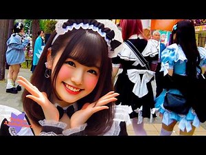 Tokyo Akihabara 🐶 Maid Cafe Street 💖 4K Nonstop 1 Hour