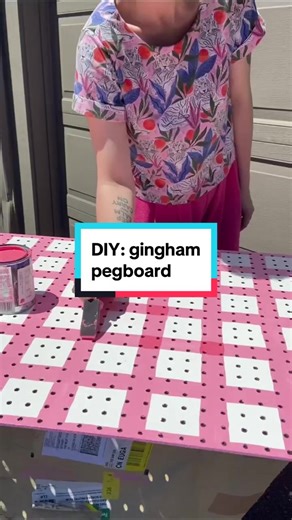 Make a gingham pegboard with me for my fabric shop 🙌 Supplies: peg board, furring strips, screws, sample paints, pegs etc Fully inspired by @Hannah ! #pegboard #diy #gingham #crafty #organization #craftroom #sewing #sewingtiktok