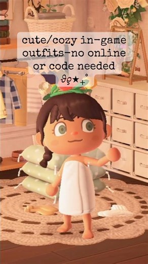 cute/cozy in-game outfits for autumn/fall 𝜗𝜚⋆₊˚ no codes or online needed ♡ #acnh #fyp #outfits