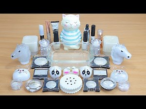 WHITE SLIME Mixing makeup and glitter into Clear Slime Satisfying Slime Videos
