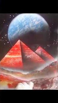 イラストにも工作にも使えるスプレーアートで宇宙の惑星ピラミッドを描くやり方、方法を楽しく解説。#アート #スプレーアート #イラスト #工作