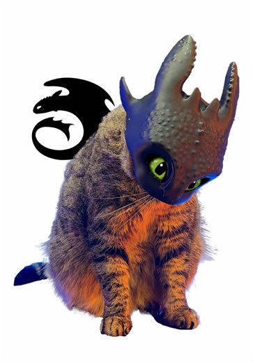 🐉 How to train your dra … CAT 🐱 your cat ! Not Dragon ! 😅 Toothless can flying now ! 🎭 @42_studio 🧵 @Polymaker 3D filaments 🖨️ @BAMBULAB Official H2D #cat #howtotrainyourdragon #mask #cosplay #3dprinting