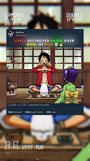 Luffy Destroyed Kaido Over A Bowl Of Rice 💀🔥#onepiece #luffy