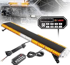 ASPL 47" 88 LED Low Profile Roof Top Strobe Lights Bar with Remote Control High Intensity Traffic Advisor Emergency Warning Flashing Snow Plow Light for Trucks Vehicles Tow Pickup (Amber)