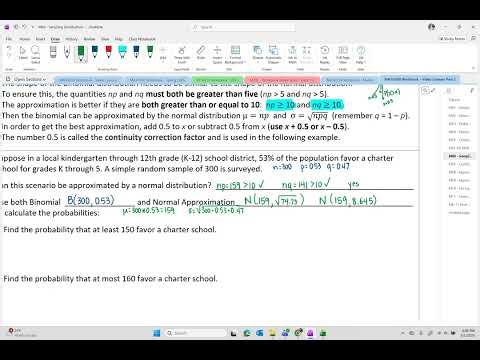 Statistics OER - Section 6-3-b Normal Approximation of a Binomial Distribution
