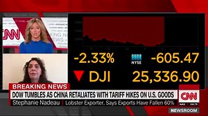 "We've been devastated for the past 10 months and we've been waiting patiently for the trade war to slow up." Stephanie Nadeau, a lobster exporter in Maine, says her exports have fallen 60 percent due to President Trump's trade war. https://cnn.it/2WP4YBK | CNN Replay