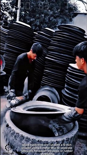 5-inch grinder tool for cutting truck tire sidewalls in recycling work