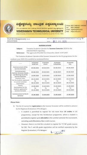 Summer Semester for 1st year Engineering Students - VTU UNIVERSITY