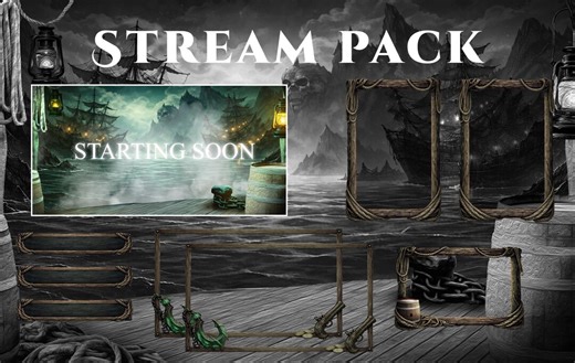 Dark Pirate Stream Overlay Pack | Gothic Ocean Twitch Overlay, Ghost Ship Stream Elements, Haunted Sea Design - Etsy