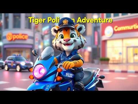 Tiger Policeman Adventure 🐯🚓 | Fun Educational Nursery Rhyme for Kids | Learning Police Safety Song
