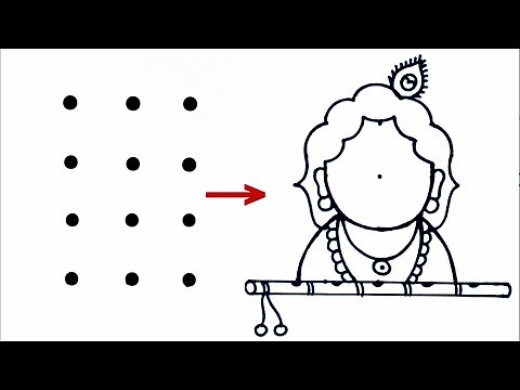 Cute Bal krishna drawing from 3×4 dots // Easy Lord shree Krishna drawing //#balkrishnadrawing