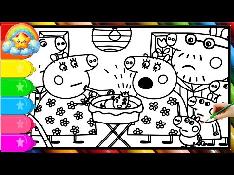 Peppa Pig and her family couldn't sleep because of the baby's crying | Learn to Draw and Color Peppa