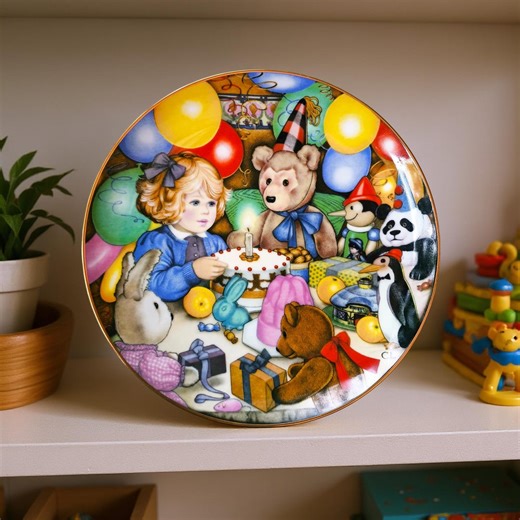 Vintage Carol Lawson Collector Plate – Teddy’s Birthday Party, 1985 - Etsy