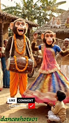 Monkey Dance in Indian Village 🐒🔥 | Ram Bhakt Performance | Unreal 3D Animation #shorts