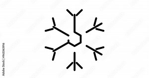 Snowflake animated outline icon with alpha channel. Snowflake 4k motion design animation for web, mobile and ui design
