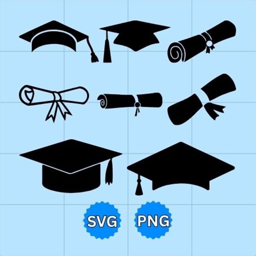 Graduation Cap SVG Bundle: Topper Designs, Clipart (digital Download), Diploma Svg Png, Graduation Cap SVG, Graduation Cap Png, Diploma Svg - Etsy