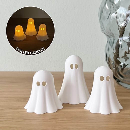 3D Printable Halloween Ghosts – Set of 3 STL Files for LED Tealight Holders – Spooky Fall Decor – Digital Download for 3D Printing - Etsy