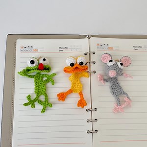 Funny Bookmark Crochet PDF Patterns, Easy Crochet Bundle 3in1 Cute Animal Bookmark Step by Step Tutorial: Lizard, Silly Duck, Flat Rat - Etsy