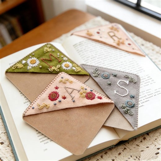 Embroidered Bookmark, Felt Corner Bookmark, Floral Page Marker, Handmade Bookmark Gift, Teacher Gift, Gift for Reader - Etsy
