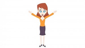 Cartoon girl waving with both hands, hello, hi, gesture background and 2d animation, Cartoon character, women waving, happy lady