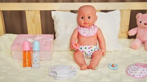 10 Pcs Baby Doll Accessories Set Pretend Feeding and Caring Play Toy Set with Magic Disappearing Milk and Juice Bottles, Pacifier, Bibs, Diapers Baby Doll Stuff for Kids Girls Birthday Party Gifts
