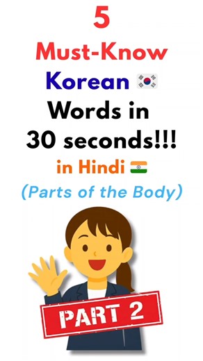 Korean Body Parts Name in HINDI -2 | Korean Essential Vocabulary For Beginners #korean#koreaninhindi