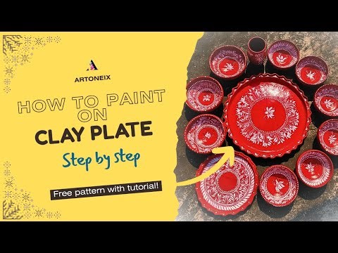 Clay Plate Painting for Beginners | Step by step tutorial | Matir thala art