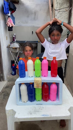 Colorful Bottle Interaction in Outdoor Setting