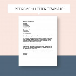 Retirement Letter Template Letter of Retirement Retiree Letter Retirement Letter to Employer Retirement Template Retirement Announcement - Etsy UK