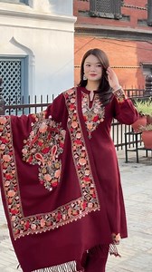 10K views · 676 reactions | New drop 奈奈 Premium kashmere kadai maroon woolen set Size:38,40,42,44 Color option wine,maroon,mustard yellow and black | Tara Clothing Collection | Facebook