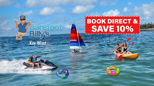 Barefoot Billy’s offers expert island concierge services to connect you to all the best Key West has to offer! ✔️ Island Jet Ski Tour ✔️ Dolphin Watch & Snorkel ✔️ Sunset Harbor Cruise ✔️ Morning Island Charter ✔️ Custom Charters ✔️ Kayak Rental ✔️ Paddle Board Rental ✔️ Hydrobike Rental ✔️ Hobie Cat Rental ✔️ Fun Cat Rental ✔️ Scooter/Bike Rental | Barefoot Billy's
