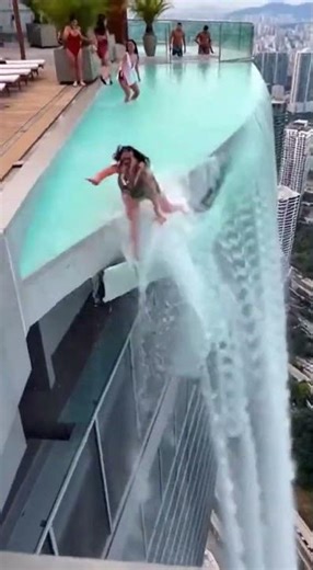 Rooftop Infinity Pool Suddenly Collapses — Caught on Camera! #ShockingMoments #BuildingFails