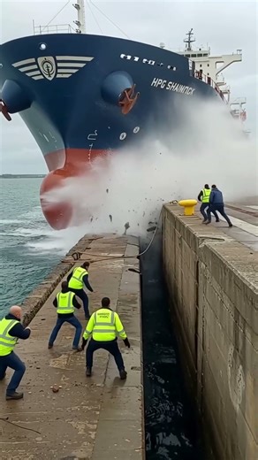 Cargo Ship Slams Into Pier, Caught on Camera in 8 Seconds