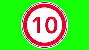 10 seconds simple red countdown timer, circular cutout, chroma key background