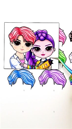 K-Pop Rumi and Jinu Har Color Which is correct? #kpopdemonhunters #papercrafts #art