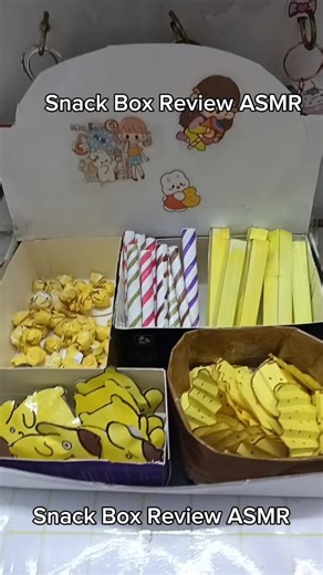 Snack Box Review ASMR! #snackbox #snack #popcorn #chips #cookie #fries #paperdiy