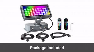 LED Wall Washer Flood Lights with RF Remote, 144W RGBW Color Changing Wash Lighting Waterproof Heavy-duty LED Wall Washing Light for Outdoor & Indoor Lighting Projects, Hotels, Church, Building, House