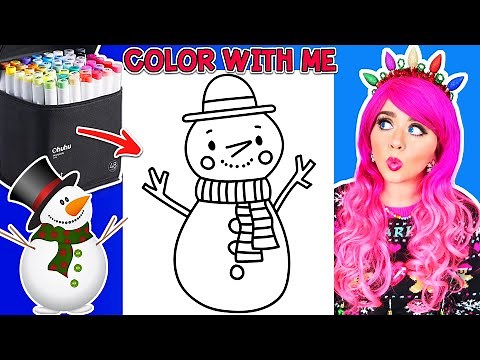 Color a Cute Snowman Step-by-Step with Me | Ohuhu Art Markers | COLOR ALONG WITH KIMMI