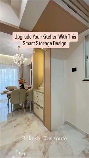 Rakesh Dashpute on Instagram: "The perfect kitchen storage idea: vertical pullouts and hidden compartments! From spices to utensils, these effective space utilization solutions keep everything organized and easily accessible. . . Designed By: @aligninteriorsbyrakesh | @rdashpute . . #kitchenorganization #smartstorage #kitchendesign #interiordesigning #kitchenstorage"