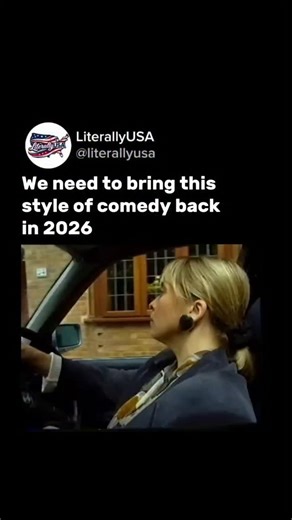 Literally USA on Instagram: "This video is a short comedic sketch from the BBC sketch series The Fast Show, structured to look like a tense domestic drama before subverting expectations with a deadpan twist. The scene opens with a woman sitting in her car honking the horn as an angry man storms out of a house, shouting insults and arguing about responsibility for a young girl named Katie, who walks toward the car as if being handed over during a custody dispute. The exchange feels hostile and em